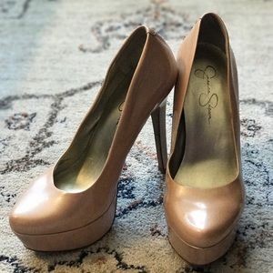 Jessica Simpson Waleo Platform Pumps 8.5 Nude